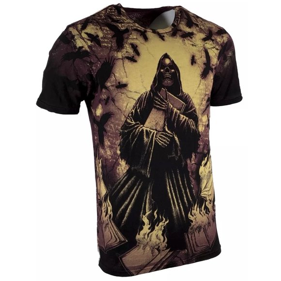 Rebel Saint By Affliction Men's T-shirt DEATH Biker Skull Tattoo S-5XL - Picture 4 of 7